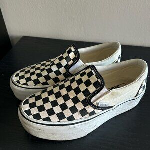Checkered Platform Vans Slip-Ons